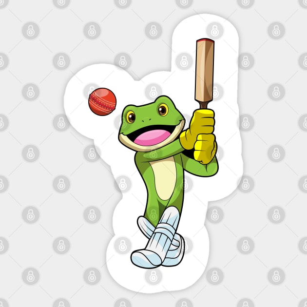 Frog at Cricket with Cricket bat Sticker by Markus Schnabel